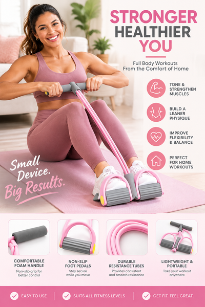 Multifunction Yoga Pedal 4-Tube Resistance Band Elastic Pull Rope Trainer