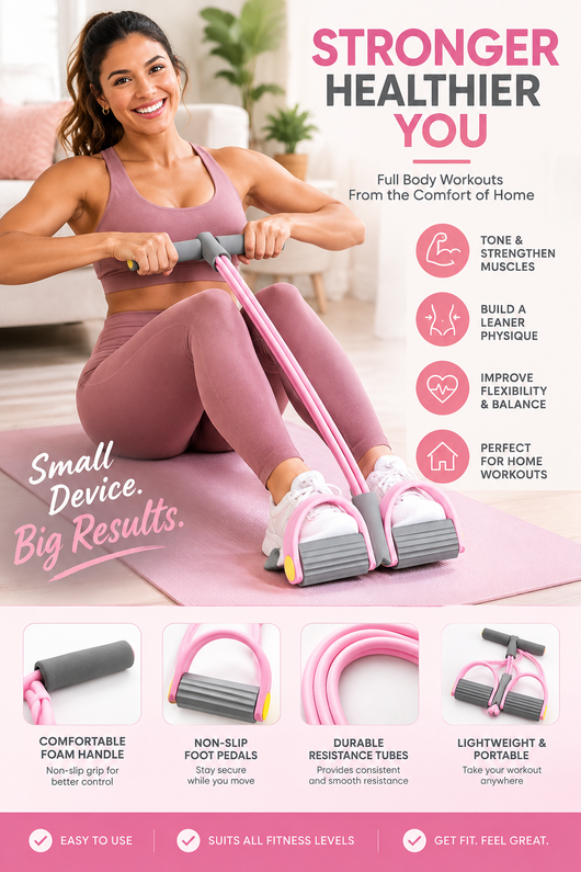 Multifunction Yoga Pedal 4-Tube Resistance Band Elastic Pull Rope Trainer