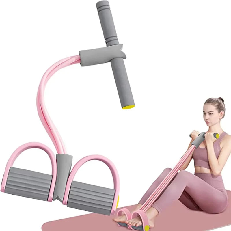 Multifunction Yoga Pedal 4-Tube Resistance Band Elastic Pull Rope Trainer